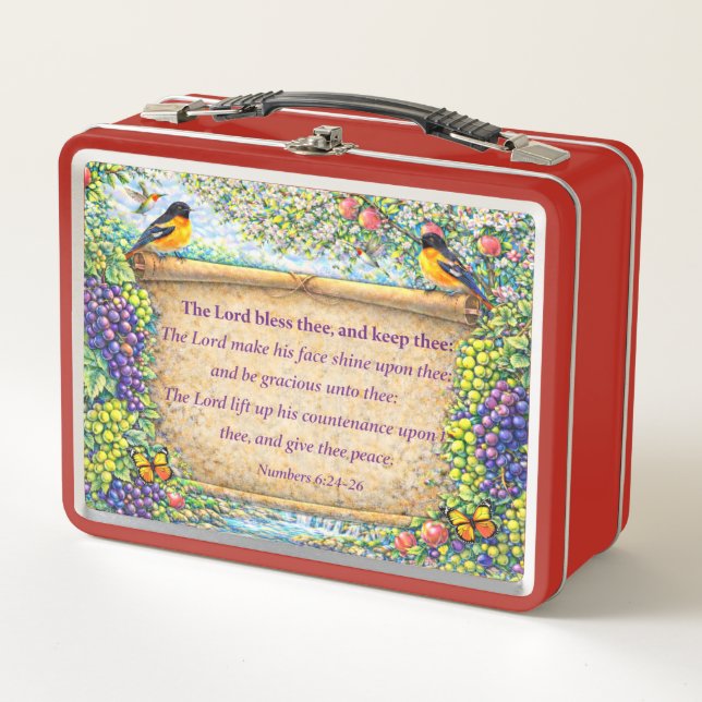 Christian Metal Lunchbox Floral Scripture Gift (Vorderseite)