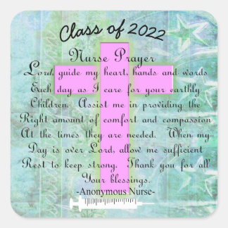 Christian Nurse Prayer Class 2022 Quadratischer Aufkleber