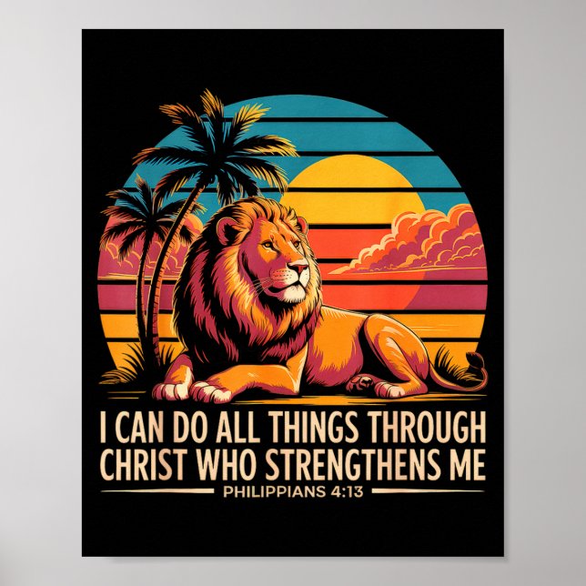 Christian Philipans 4 13 Religious Lion Strength  Poster (Vorne)