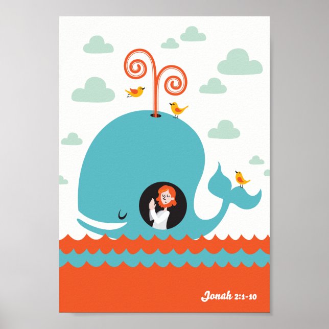 Christian Poster Bible Histoire Jonah Et La Balein (Devant)