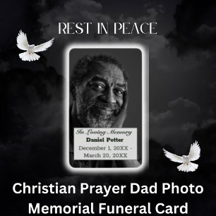 Christian Prayer Papa Photo Memorial Funeral Card