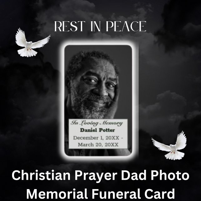 Christian Prayer Papa Photo Memorial Funeral Card (Christian Prayer Dad Photo Memorial Funeral Card)