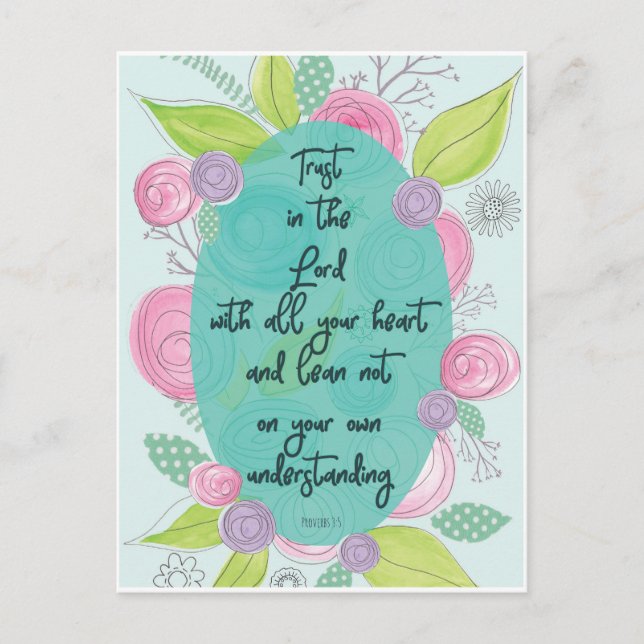 Christian Proverbs 3 5 Floral Carte postale (Devant)