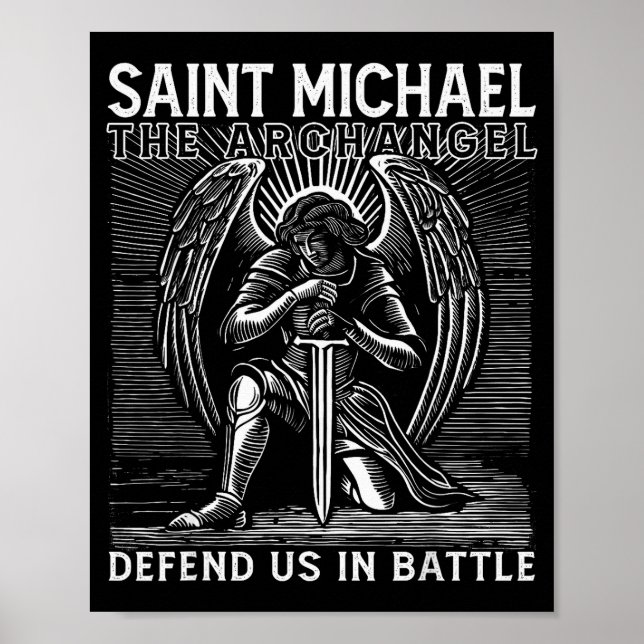 Christian Saint Michael Catholic Saint Defend Us I Poster (Vorne)