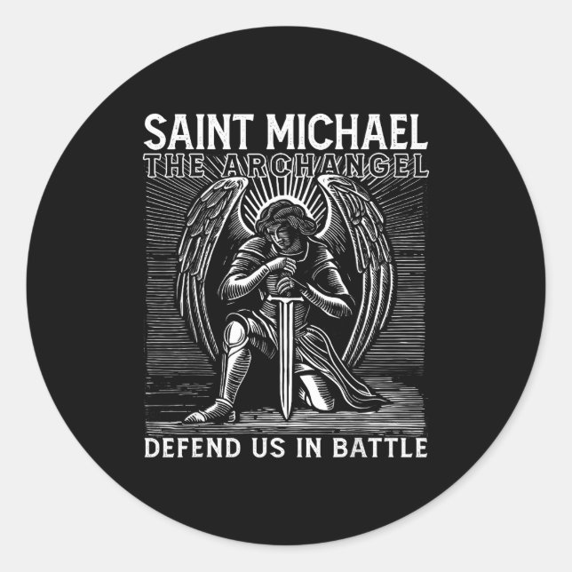 Christian Saint Michael Catholic Saint Defend Us I Runder Aufkleber (Vorderseite)