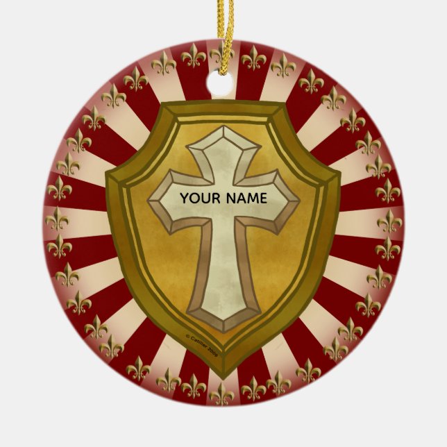 Christian Shield Keramik Ornament (Vorne)