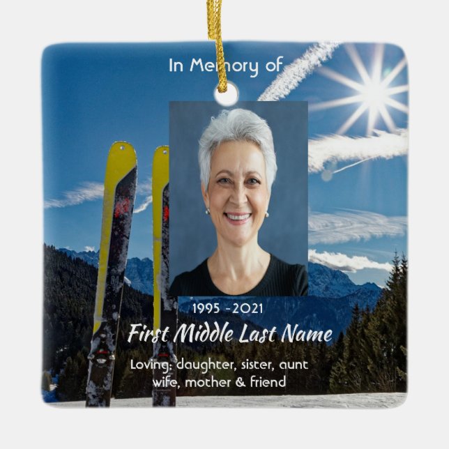 Christian Skiing Skier  Memorial Keepsake  Keramikornament (Vorderseite)