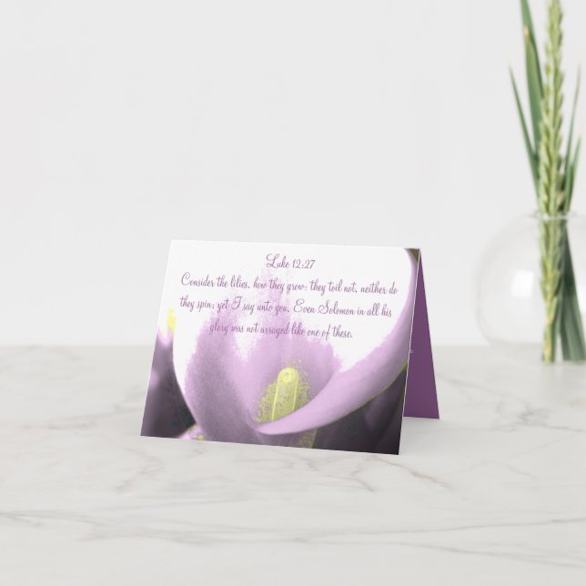 Christian Sympathy Card Consider the Lilies Karte (Vorderseite)
