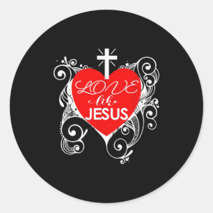 Christian Valentine - Liebe wie Jesus Trendy Heart Runder Aufkleber