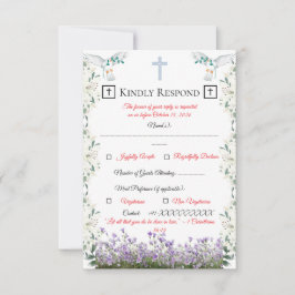 Christian Wedding RSVP Card with Cross Karte
