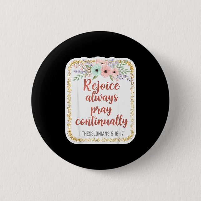 Christian Woman Bible Verse Rejoice Always Pray Co Button (Vorderseite)