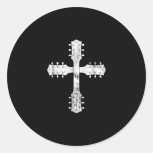 christian worship team guitar cross runder aufkleber