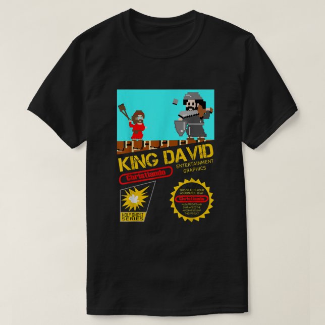 CHRISTIANDO Slay wie David Funny David Vs Goliath T-Shirt (Design vorne)