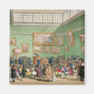 Christies Auktionssaal, aquatinted von J. Bluck Magnet