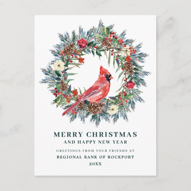 Christimas Wreath Corporate Gruß Postkarte (Vorderseite)