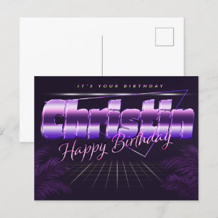 Christin Name Vorname lila Postkarte Geburtstag