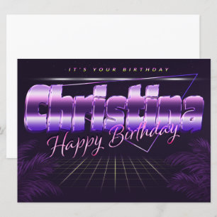 Christina Name Vorname lila retro Karte Geburtstag
