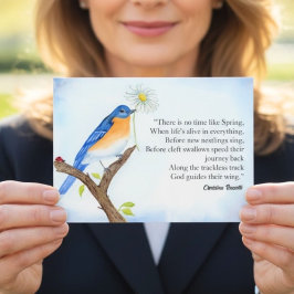 Christina Rossetti "Spring" Poem with Bluebird Postkarte