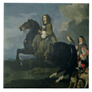 Christina von Schweden (1626-89) zu Pferd 1653 ( Fliese