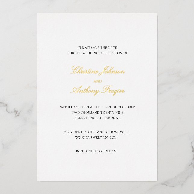 Christine Elegant Wedding Save the Date Folieneinladung (Vorderseite)