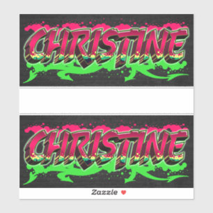 Christine Prénom Nom Graffiti Autocollant Autocoll
