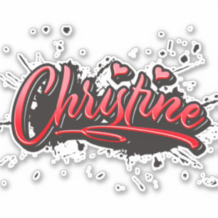 Christine red Heart Graffiti Aufkleber Sticker