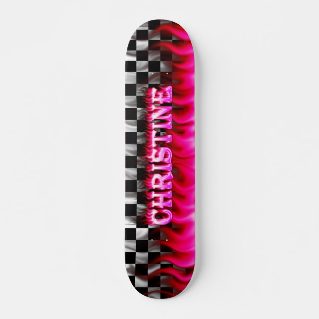 Christine-Skateboardrosafeuer und Flammenentwurf Skateboard (Vorne)