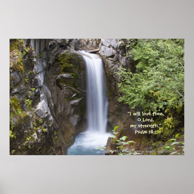 Christine Waterfall HDR, Print w/Scripture Verse Poster (Vorne)
