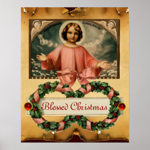 CHRISTKIND MIT ENGELN UND WEIHNACHTSKRONEN POSTER