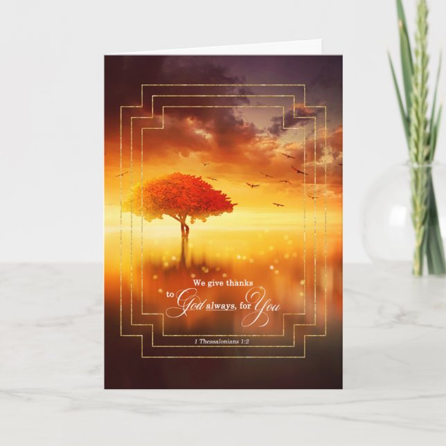 Christlich 1 Thessaloniki Sonnenuntergangsgewässer Dankeskarte (Vorderseite)