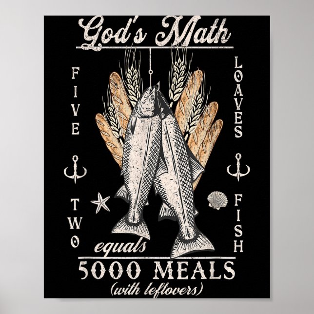 Christlich 2 Fische 5 Brote 5000 Gegen _2 Poster (Vorne)
