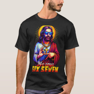 Christlich 67 Meme Gen Alpha 6 7 Jesus sagt Six Se T-Shirt