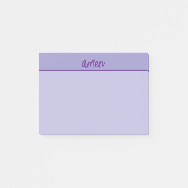 Christlich AMEN Sticky Notepad PurpleTypology Art Post-it Klebezettel (Vorderseite)