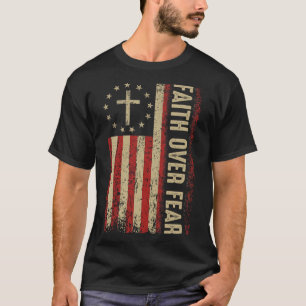 Christlich Amerikanische Flagge Kreuz 4. Juli Glau T-Shirt