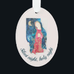 Christlich Baby's First Christmas Mary Ornament<br><div class="desc">Die Jungfrau,  die Mary für dieses Design gemacht hat,  stammt von einem originalen alkoholfarbenen Gemälde,  das ich 2020 fertig gestellt habe. Unterstützen Sie Christliche Frauen in kleinen Unternehmen,  wenn Sie dieses Ornament kaufen.</div>