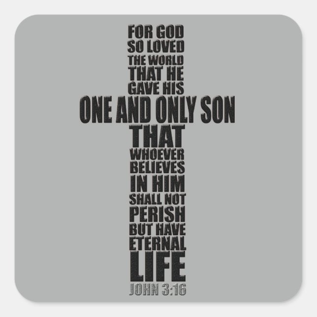 Christlich Bibelverse John 3:16 Quadratischer Aufkleber (Vorderseite)