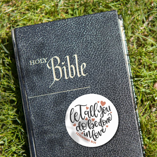 Christlich Bibelverse ✝️ Liebe Herzdesign Runder Aufkleber (Christian Bible Verse ✝️ Love Heart Design Classic Round Sticker)