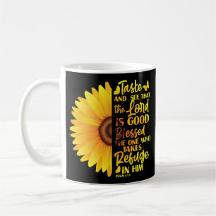 Christlich Bibelverse Psalm 34:8 Blume Sonnenblume Kaffeetasse