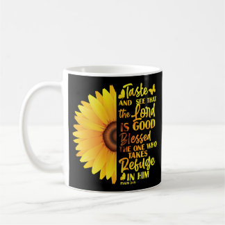 Christlich Bibelverse Psalm 34:8 Blume Sonnenblume Kaffeetasse