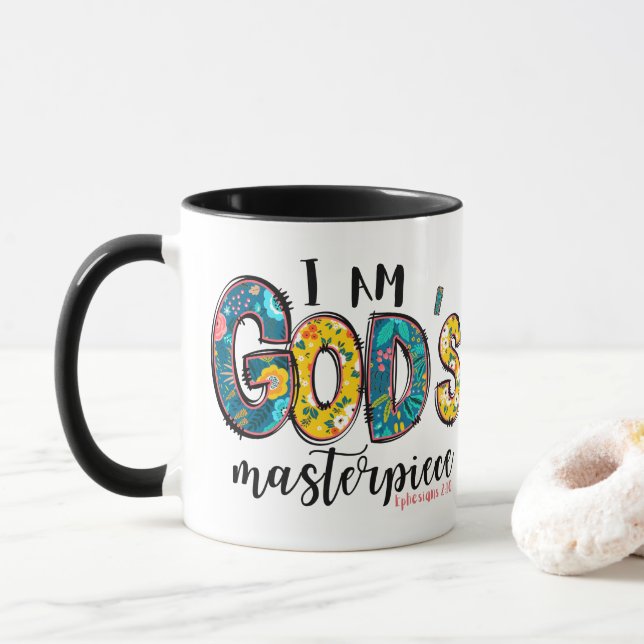 Christlich bin ich Gottes Meisterwerk Name hinzufü Tasse (Mit Donut)