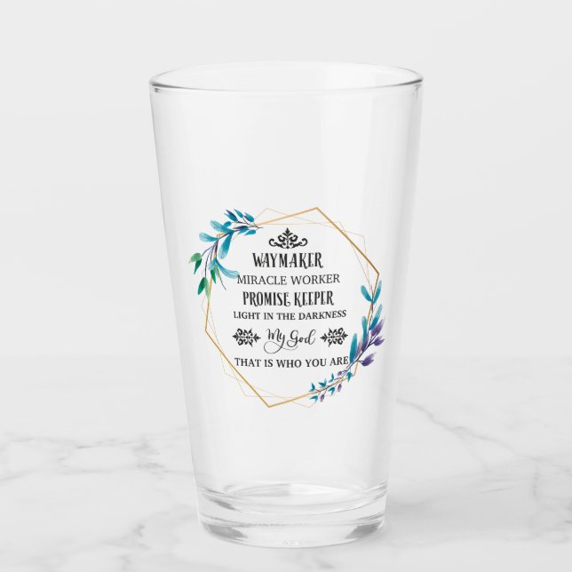 Christlich Blue Floral Wreath Glas (Vorderseite)