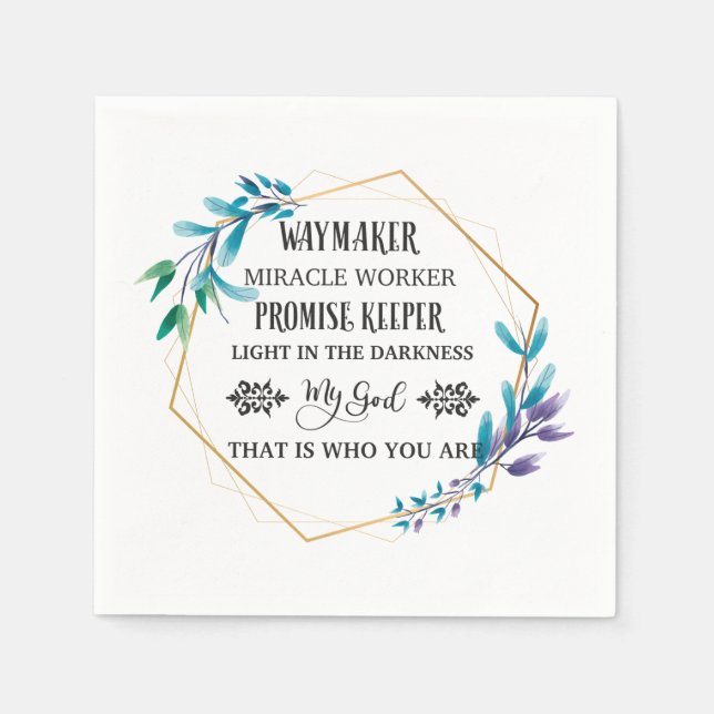 Christlich Blue Floral Wreath Serviette (Vorderseite)