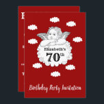 Christlich Cherub Engel Happy 70. Geburtstag Rot Einladung<br><div class="desc">Anpassen Sie den Text auf dieser Geburtstagseinladung mithilfe der bereitgestellten Vorlage. Teil der "Cherub" Geburtstagsreihe.</div>