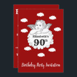 Christlich Cherub Engel Happy 90. Geburtstag Rot Einladung<br><div class="desc">Anpassen Sie den Text auf dieser Geburtstagseinladung mithilfe der bereitgestellten Vorlage. Teil der "Cherub" Geburtstagsreihe.</div>