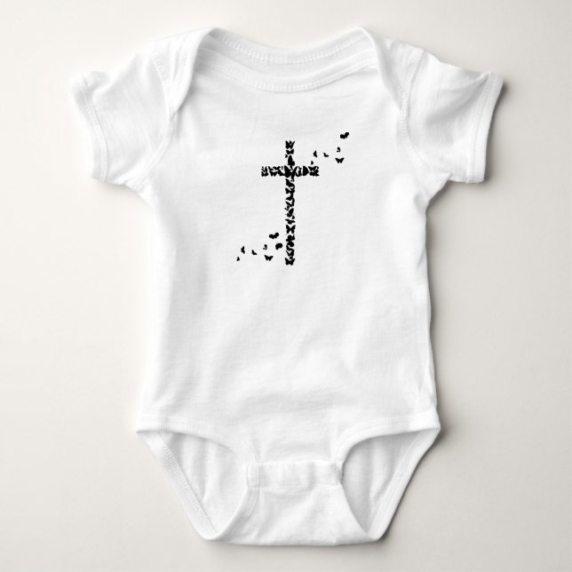 Christlich-Christentum-Schmetterlinge-Kreuz Baby Strampler (Vorderseite)