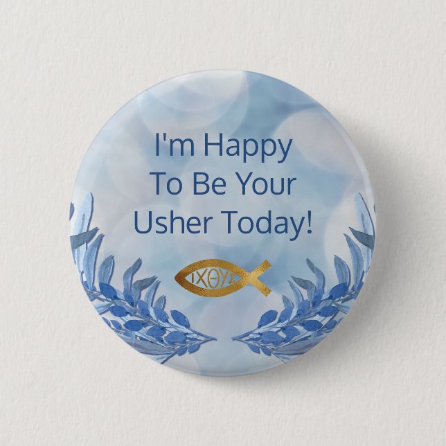 Christlich Church Usher Modern Watercolor Button (Vorderseite)