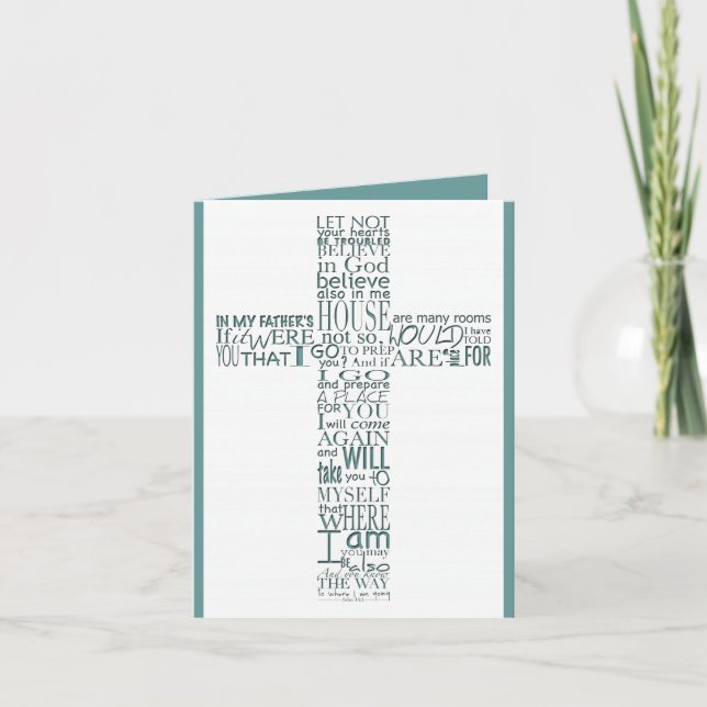 Christlich Cross John 14 Beileid Vielen Dank 1 Dankeskarte (Vorderseite)