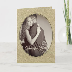 Christlich Damask Wedding Cream/Tan Einladung