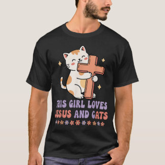 Christlich Dieses Mädchen liebt Jesus und Katzen K T-Shirt