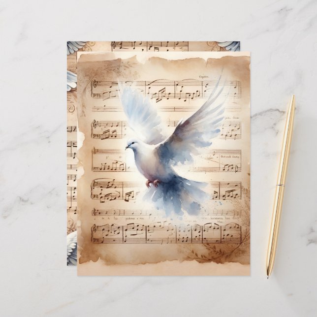 Christlich Dove Vintag Scrapbook Paper (Vorderseite/Rückseite Beispiel)